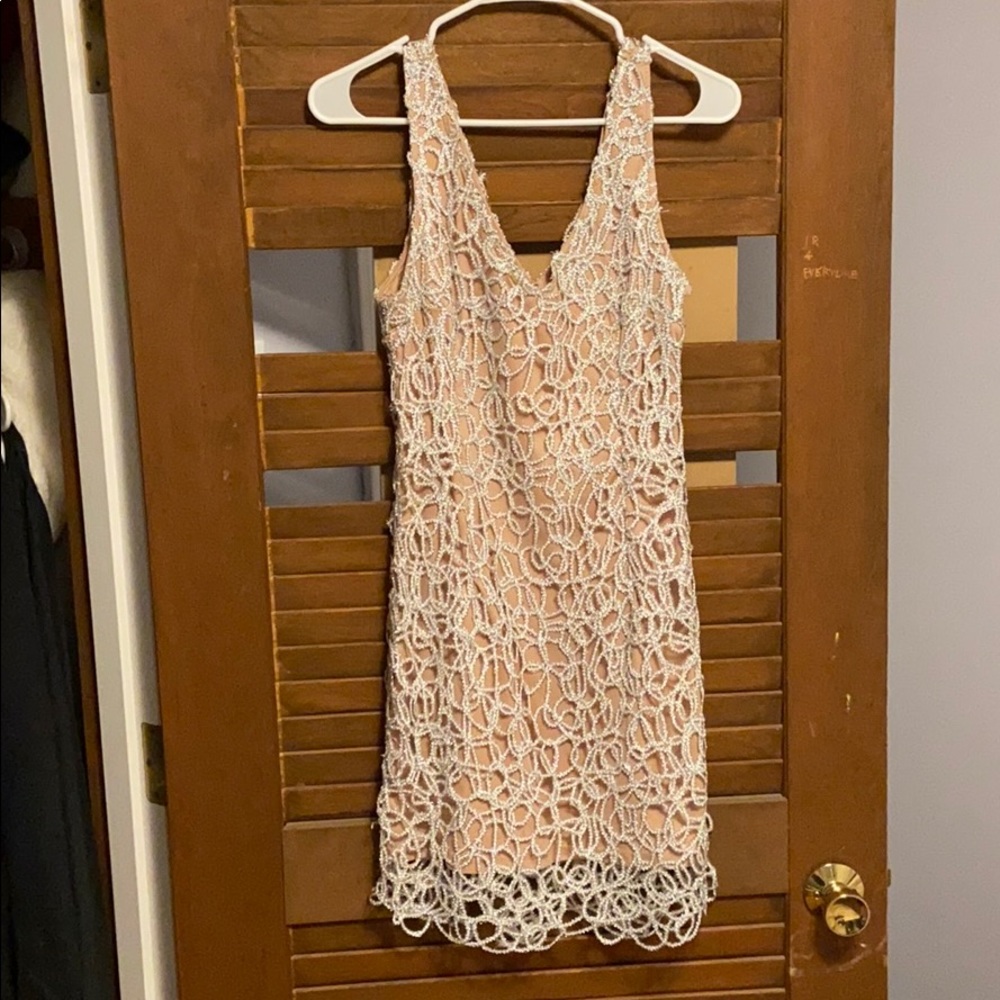 Nude Silver Mini Dress